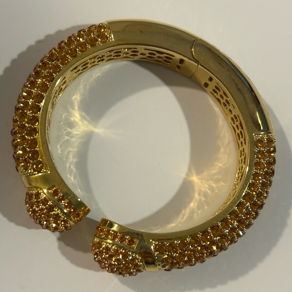 Vintage Joan Boyce Gold Tone & Orange Citrine Jeweled Bracelet - Picture 7 of 14